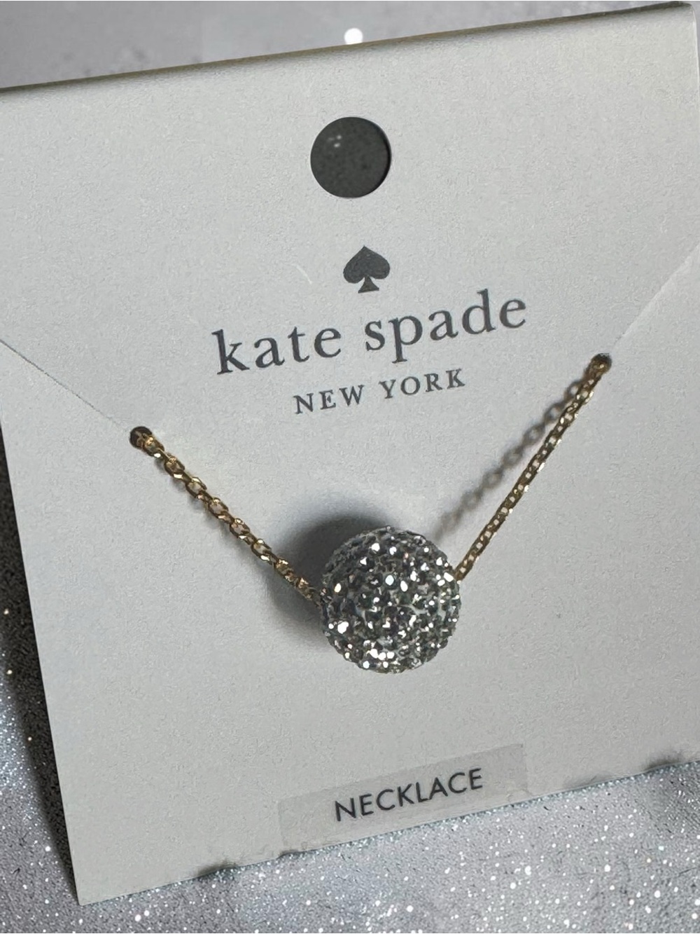 kate spade New York Gold Chain Necklace with Silver Pave Pendant NEW